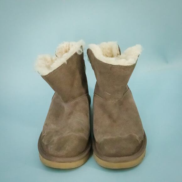 Ugg Koolaburra Size 8 Jaelyn Cinder Mini Low Shearling Tassel Suede Boots - Picture 2 of 7